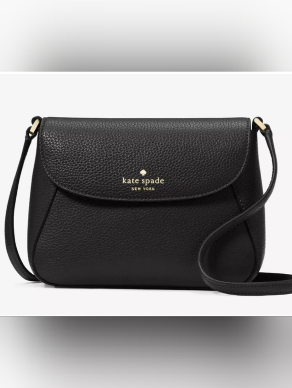 Kate Spade Black Pebbled Leather Monica Small Flap Crossbody